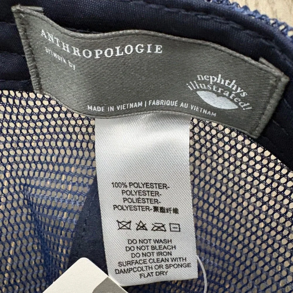 Anthropologie Empathy Illustrated Merry Martini Trucker Hat NWT Blue OSFA
